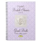 Lavender Damask and Rose Bridal Shower Guest Book