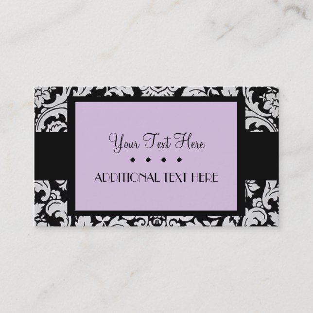 Lavender Damask Business Card (Front)