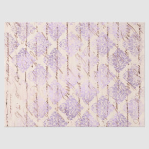 Lavender Damask with Writing Decoupage Tissue Paper