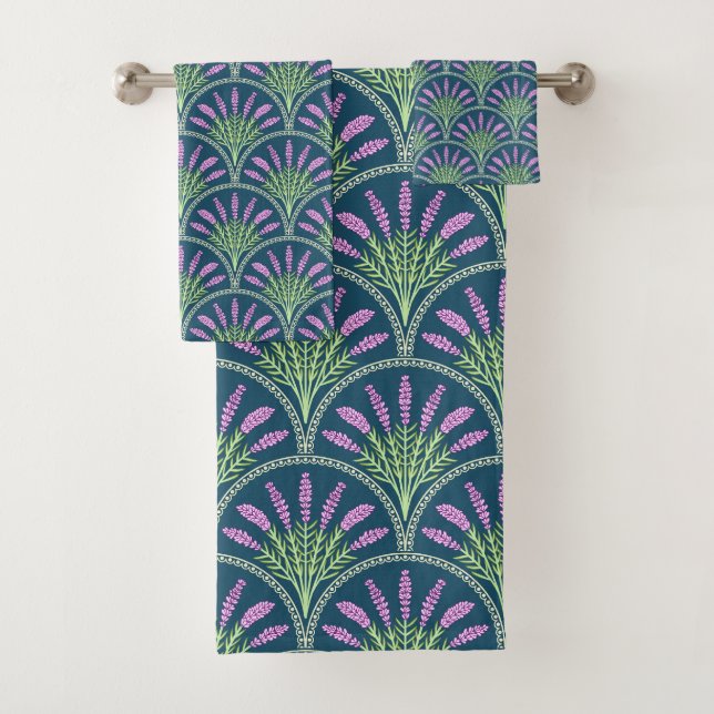Lavender - Dark Background Bath Towel Set (Insitu)