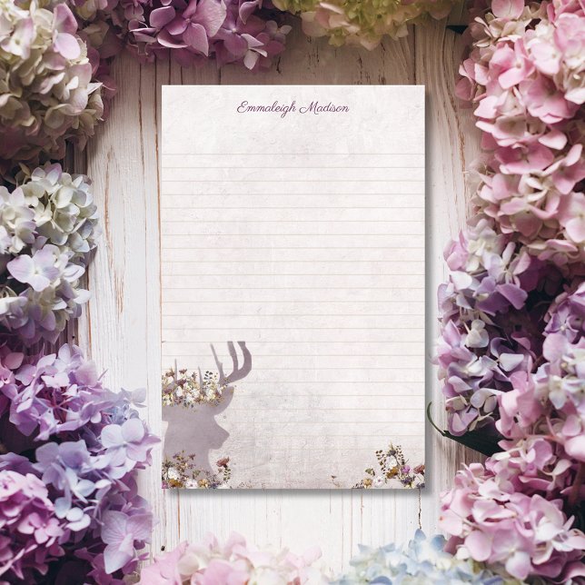 Lavender Deer Dreamy Boho Chic Monogram Stationery (Creator Uploaded)