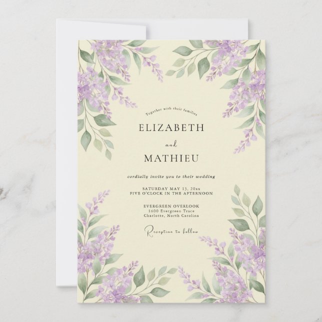 Lavender Delicate Blossom Wedding Invitation (Front)