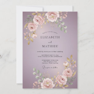 Lavender Delicate Floral Flourish Wedding Invitation