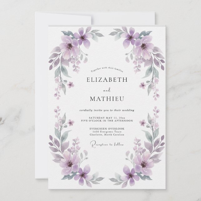 Lavender Delicate Meadow Wedding Invitation (Front)