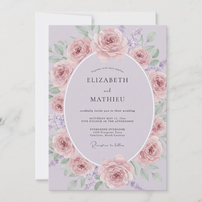 Lavender Delicate Spring Wedding Invitation (Front)