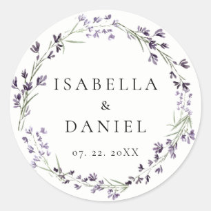 Lavender Delicate Watercolor Elegant Chic Wedding Classic Round Sticker