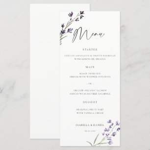 Lavender Delicate Watercolor Elegant Chic Wedding Menu