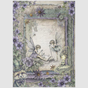 Lavender Denim & Lace Floral Fantasy Fairies Tissue Paper