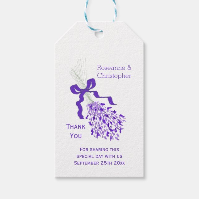 Lavender Design Wedding Gift Tags (Front)