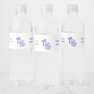 Lavender Design Wedding Water Bottle Label
