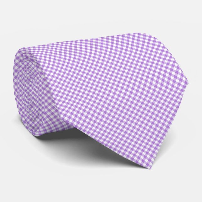 Lavender Diagonal Gingham Tie (Rolled)