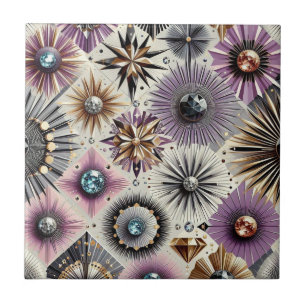 Lavender Diamond Mid Century Modern  Ceramic Tile