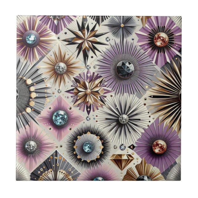 Lavender Diamond Mid Century Modern  Ceramic Tile (Front)