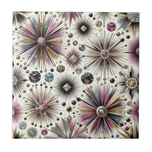 Lavender Diamond Mid Century Modern  Ceramic Tile