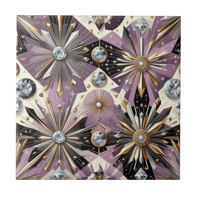 Lavender Diamond Mid Century Modern  Ceramic Tile (Front)
