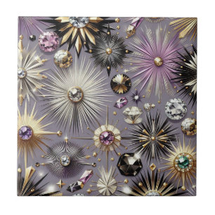 Lavender Diamond Mid Century Modern  Ceramic Tile