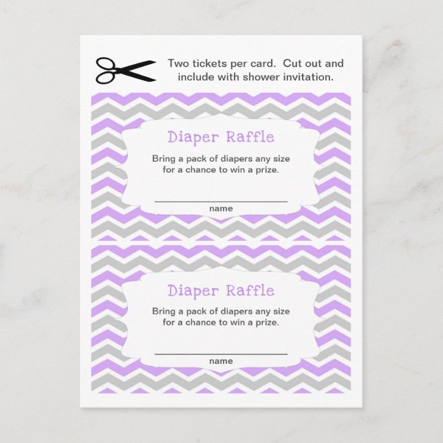 Lavender Diaper Raffle tickets, small quantity Invitation Postcard (Front)