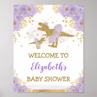 Lavender Dinosaur Ballerina Baby Shower Welcome