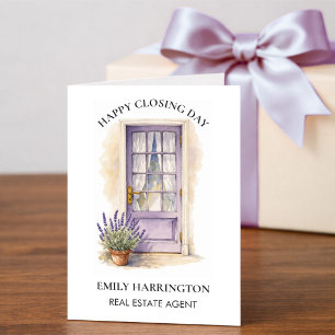 Lavender Door Watercolor Closing Real Estate Agent Card