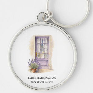 Lavender Door Watercolor Logo Real Estate Agent Key Ring