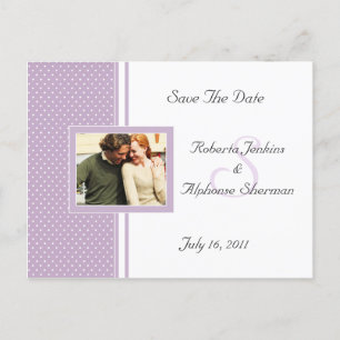Lavender Dotted Swiss Save The Date Announcement Postcard
