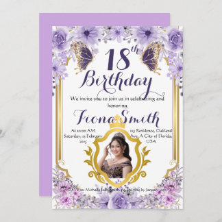 Lavender Dream Floral Birthday Invitation Card