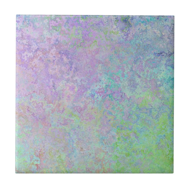 Lavender Dream Neon Pastel Alcohol Ink Abstract Ceramic Tile (Front)