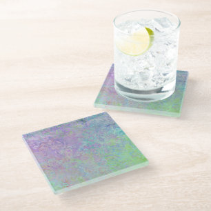 Lavender Dream Neon Pastel Alcohol Ink Abstract Glass Coaster