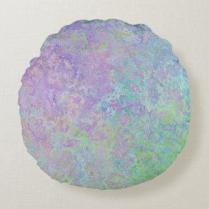 Lavender Dream Neon Pastel Alcohol Ink Abstract Round Cushion