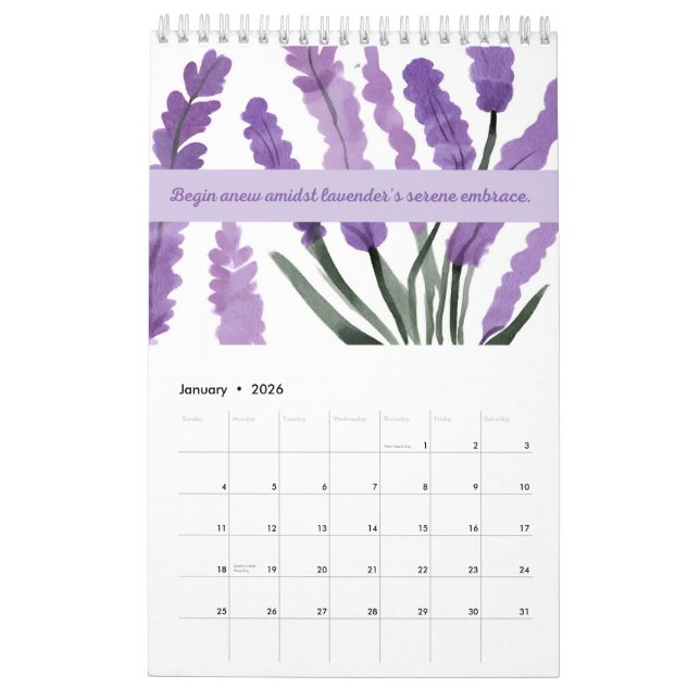 Lavender Dreams 2024 Calendar 🌿💜 (Jan 2026)