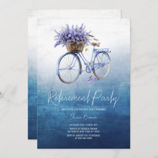 Lavender Dreams, Floral Bicycle Retirement Party Invitation