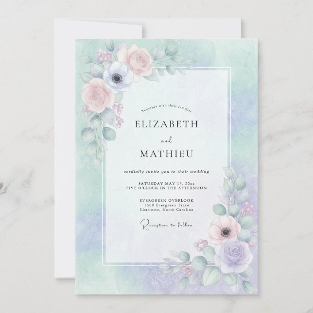 Lavender Dreamy Bloom Wedding Invitation (Front)