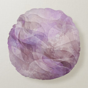 Lavender Dreamy Swirl Lilac Mauve Lavender Round Cushion