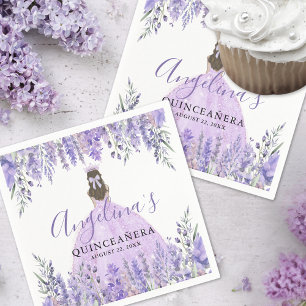 Lavender Dress Tiara Floral Purple Quinceanera Napkin