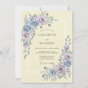 Lavender Dusty Blue Botanical Wedding Invitation