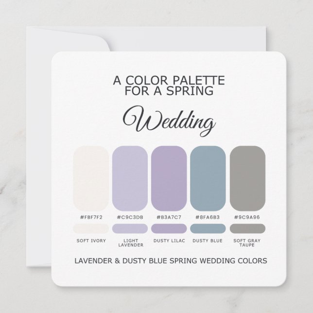 Lavender & Dusty Blue Spring Wedding Palette Card (Front)