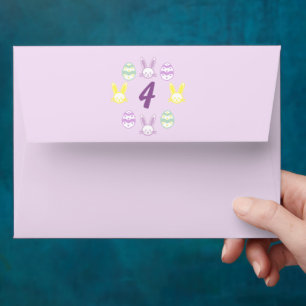 Lavender Easter 4th Birthday Envelope