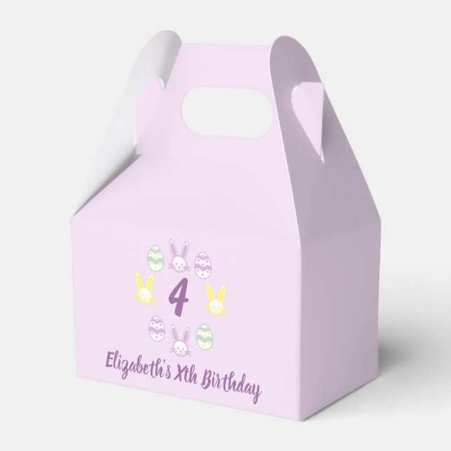 Lavender Easter 4th Birthday Favour Box (Front Side)