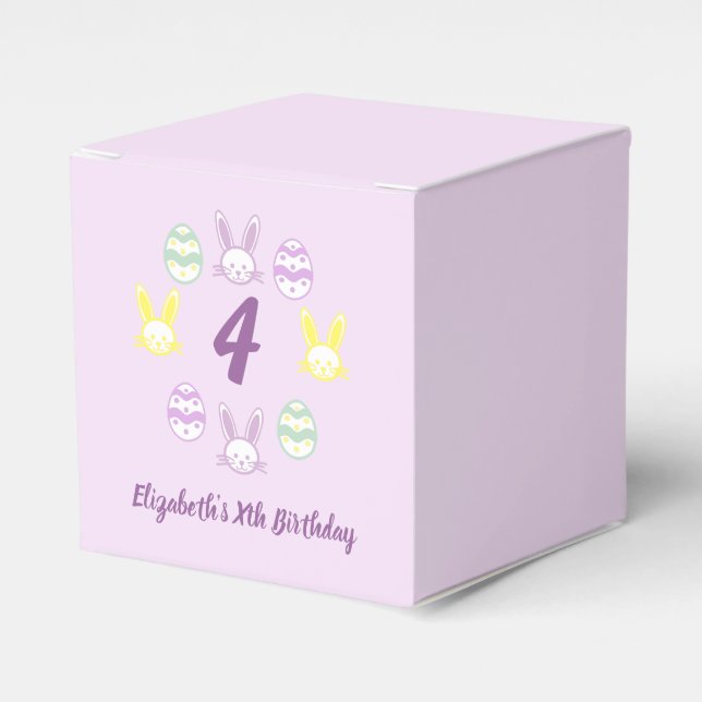 Lavender Easter 4th Birthday Favour Box (Front Side)