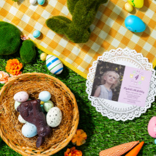 Lavender Easter 4th Birthday Invitation