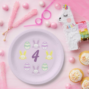 Lavender Easter 4th Birthday Paper Plate