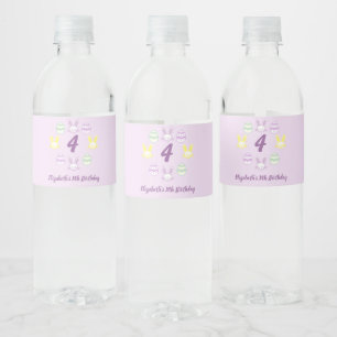 Lavender Easter 4th Birthday Water Bottle Label