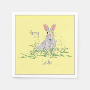 Lavender Easter Bunny Yellow Background Paper Pl Napkin