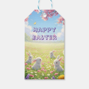 Lavender Easter Cute White Bunny Floral Spring  Gift Tags