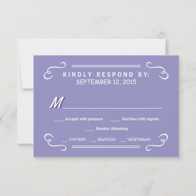 Lavender Eat Drink & RSVP Rustic Wedding Reply Card (Front)