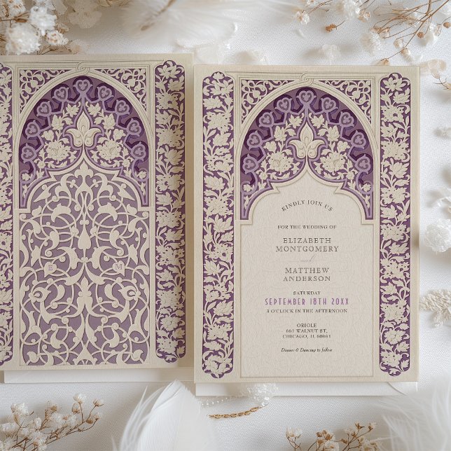Lavender Elegance Art Nouveau Lace Wedding Invitation (Creator Uploaded)
