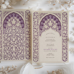Lavender Elegance Art Nouveau Lace Wedding Invitation