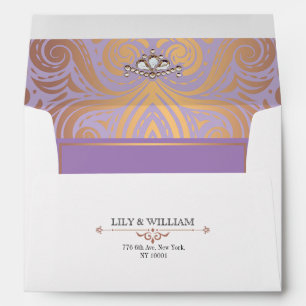 Lavender Elegant Artdeco Diamond Rose Gold Wedding Envelope