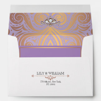 Lavender Elegant Artdeco Diamond Rose Gold Wedding Envelope