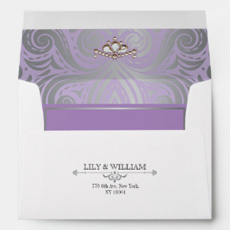 Lavender Elegant Artdeco Diamond Silver Wedding Envelope